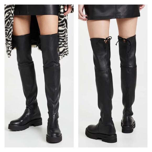 Stuart Weitzman Lowland Tall Ultralift Leather Black Boots Size 10.5B - Picture 16 of 16